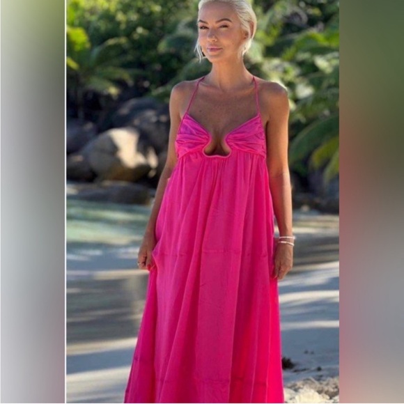 chinese dress ladies Zara Hot Pink Ribbed Long Dress | Gently Used main image 0